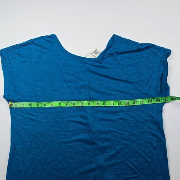 Rachel Zoe -1663 NWOT 100% Linen Asymmetrical Button Back Top Teal Large - Picture 4 of 6